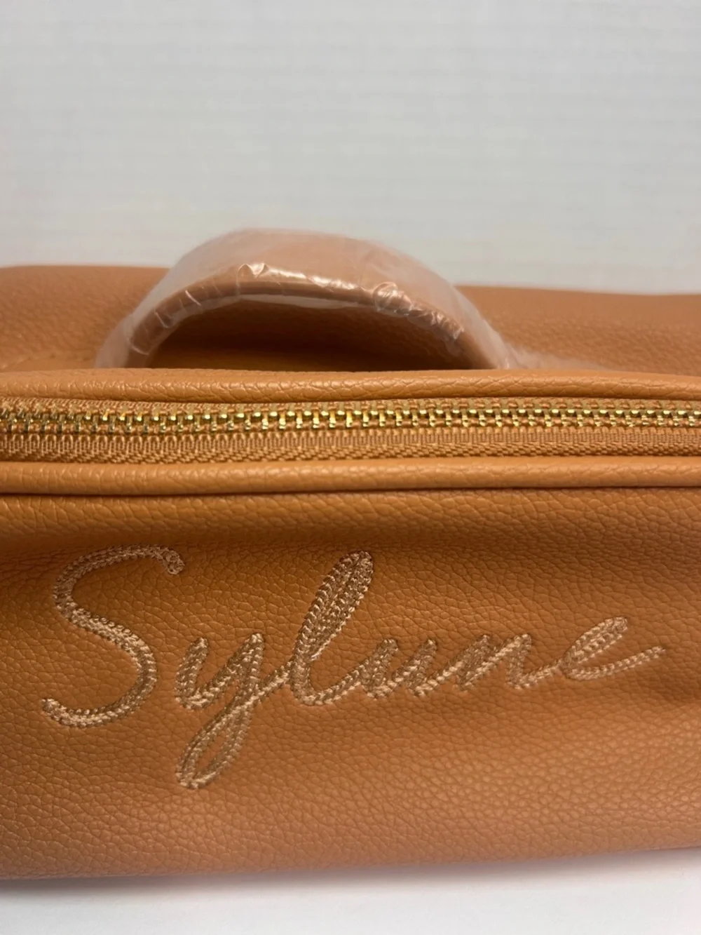 Sylune Classic Makeup Bag , Pebbled Faux Leather ,  Camel Brown